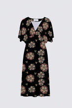 Load image into Gallery viewer, &quot;Grandmother calico beadwork&quot; print V-NECK DRESS
