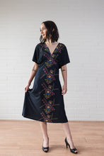Load image into Gallery viewer, &quot;Grandmother rockstar beadwork&quot; print V-NECK DRESS
