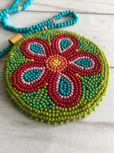 Load image into Gallery viewer, Métis beadwork 5 petal flower necklace with pony beads
