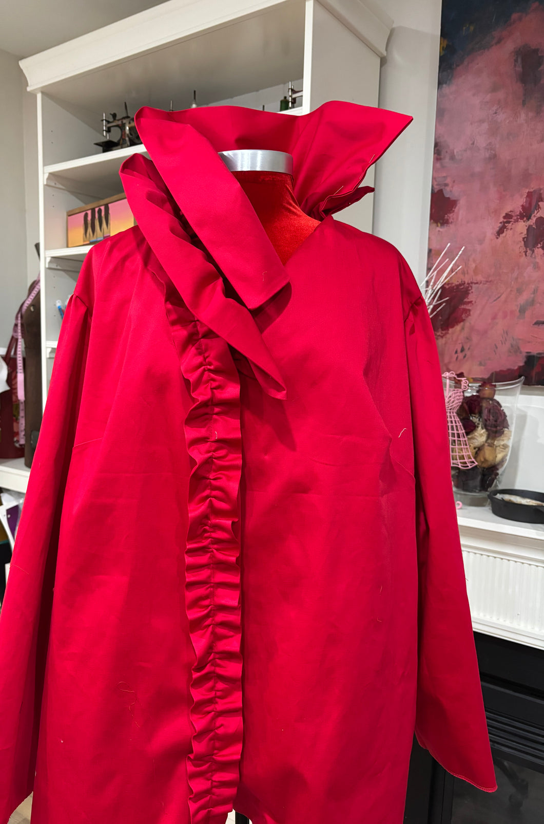 Red Ruffle Coat - ONE ONLY fits large, xlarge or xxl