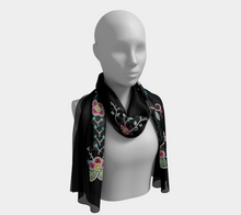 Load image into Gallery viewer, Black floral beadwork print scarf - Large
