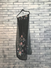 Load image into Gallery viewer, Black floral beadwork print scarf - Large
